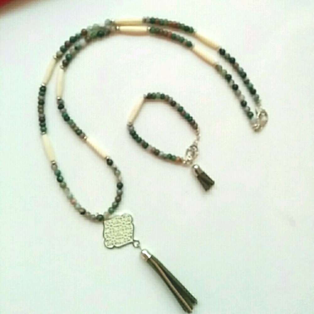 BBK Boho Gemstone Necklace and bracelet.